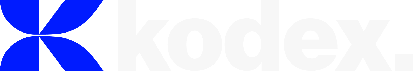 Logo horizontal Kodex sobre fondo oscuro